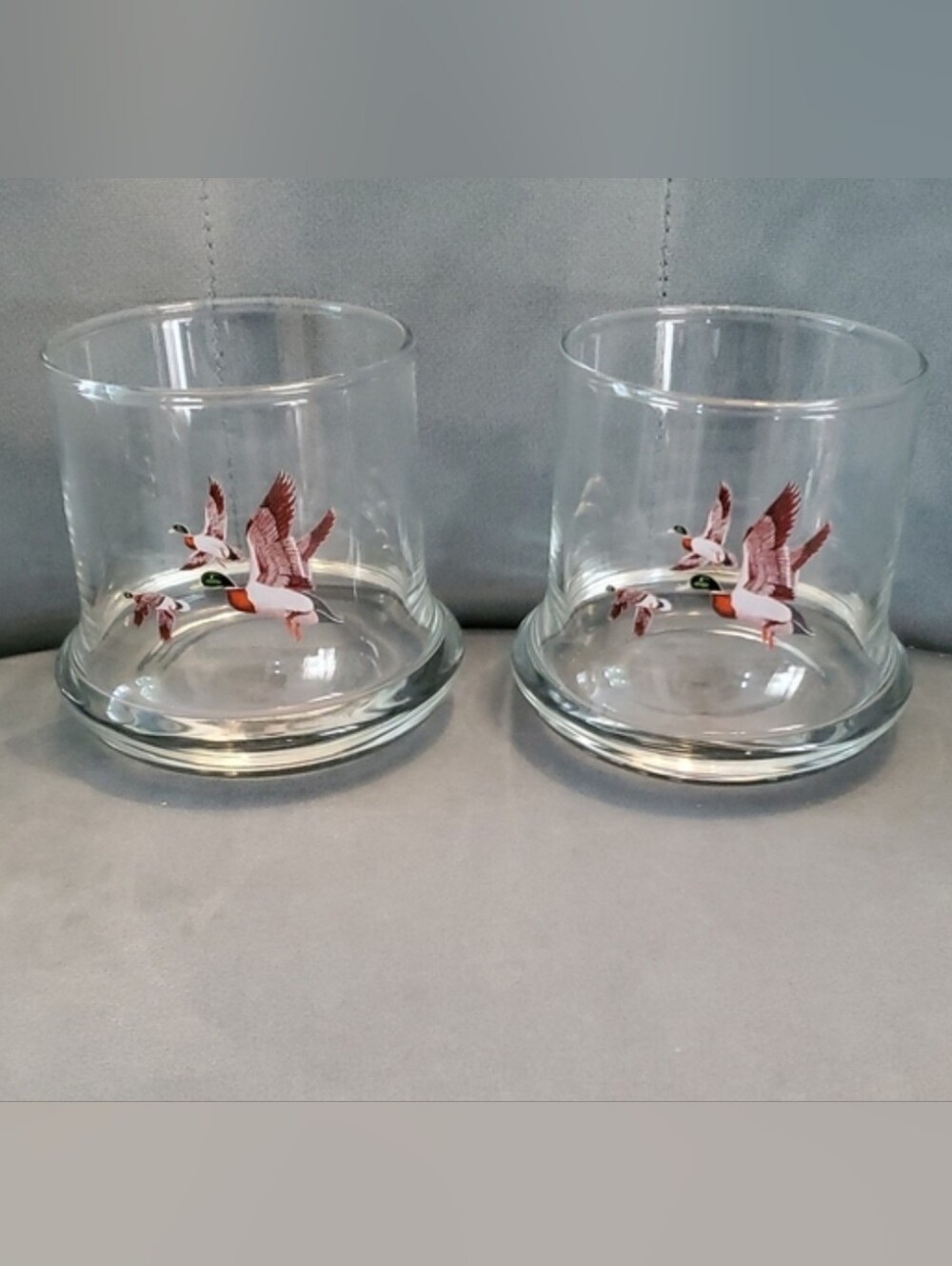 Avon Clear Glass Tumblers with Mallard Duck Decal (Set of 2)